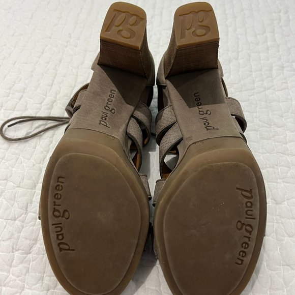 PAUL GREEN 'Hana' Taupe Lace-Up Heel Sandals - Size 8 (UK 5.5) - Picture 7 of 8